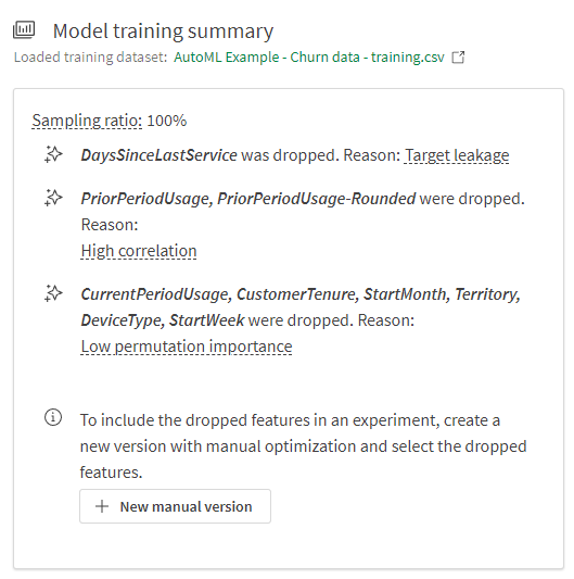 Trainingsübersichtsdiagramm für ein Modell, das mit intelligenter Optimierung trainiert wurde.