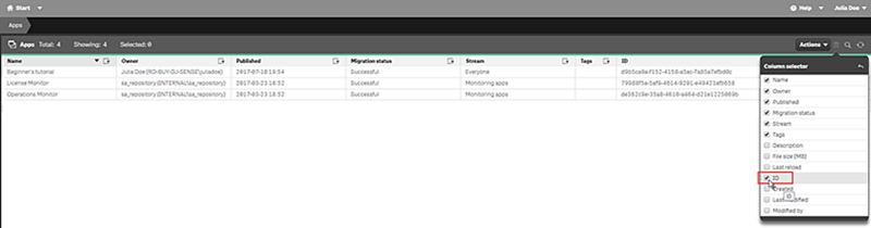 Qlik Sense-App-ID in der QMC