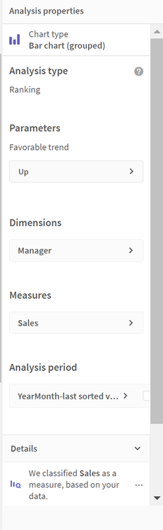 Eigenschaftsfenster in Insight Advisor.