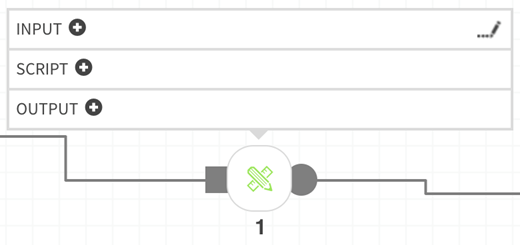 The controller is composed of three expandable sections: input, script, output