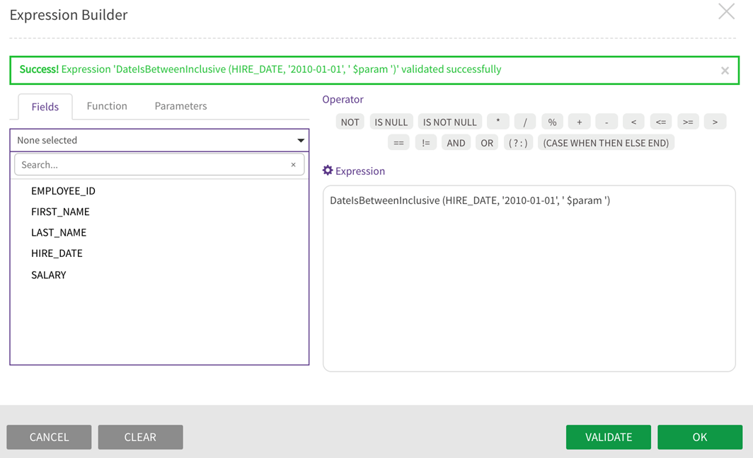 Validate global parameter expression 