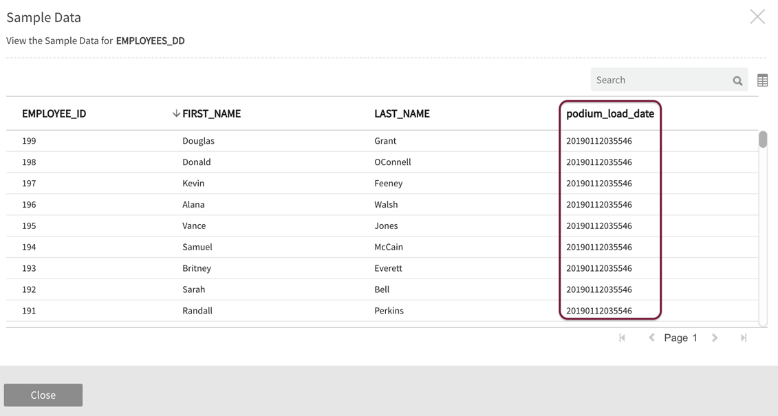 Load date field displays the timestamp upon execution of the dataflow