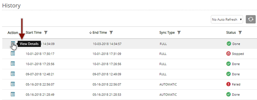 View sync details