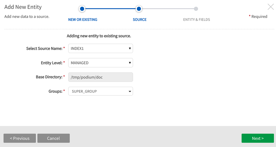 Complete source configuration fields