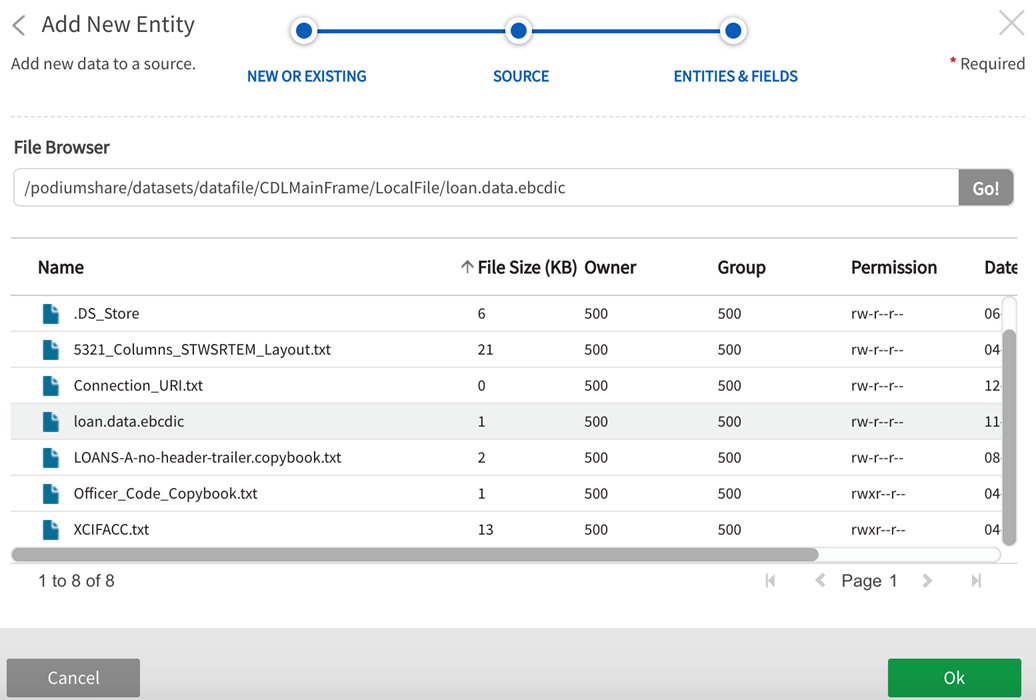 Browse directories for data file