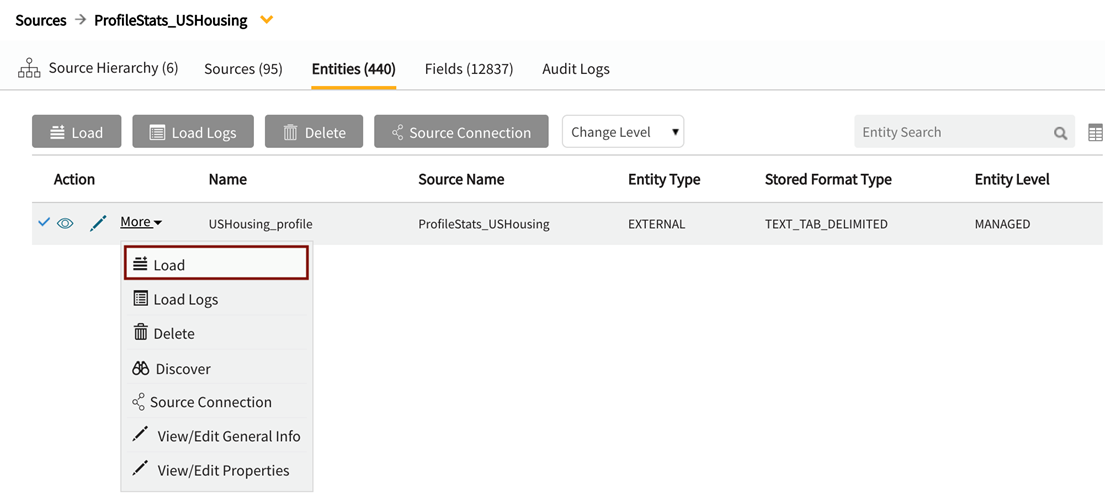 Load data to new entity