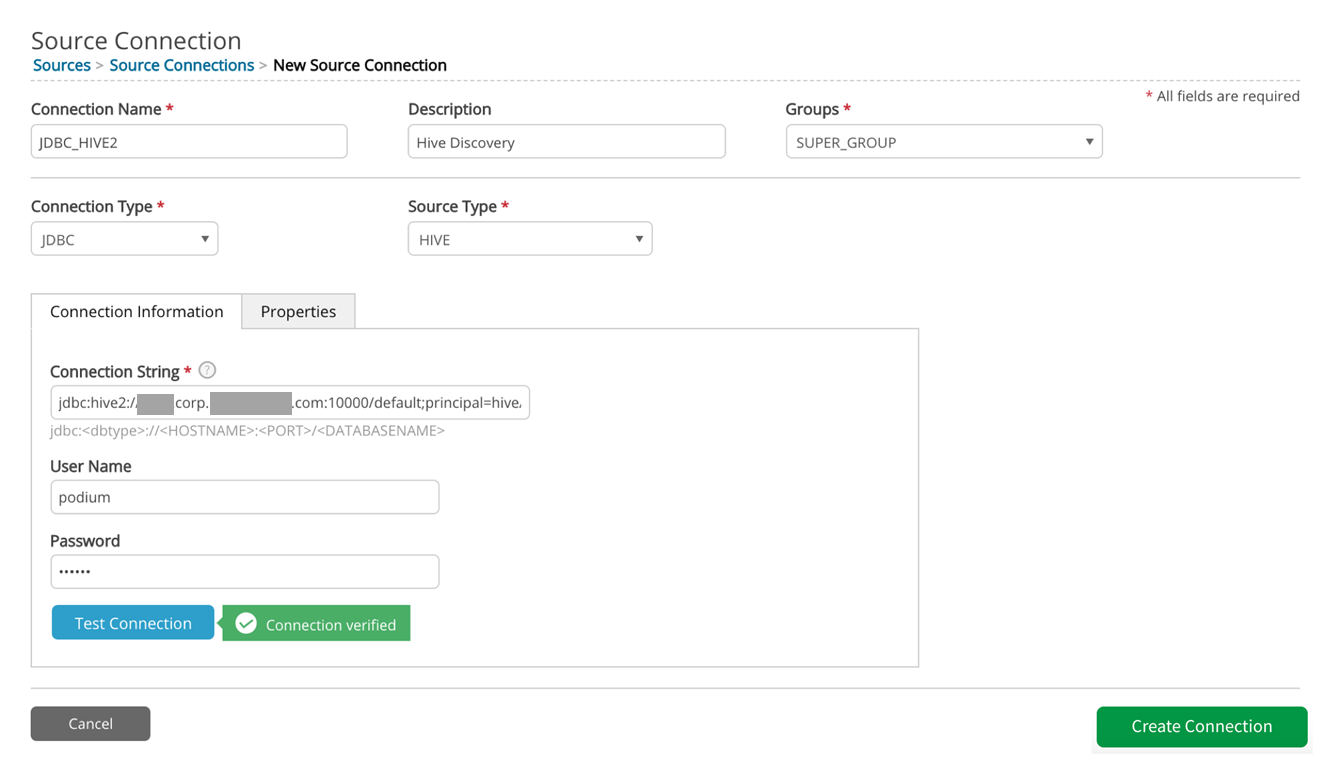 JDBC connection through Hive protocol