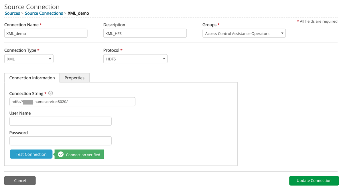 XML connection through localfile protocol