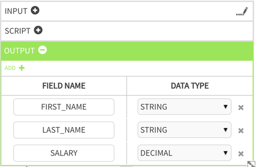 Custom controller output panel is based on output defined by script