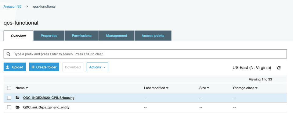 After select the AWS bucket the job was published to, drill into view published folder