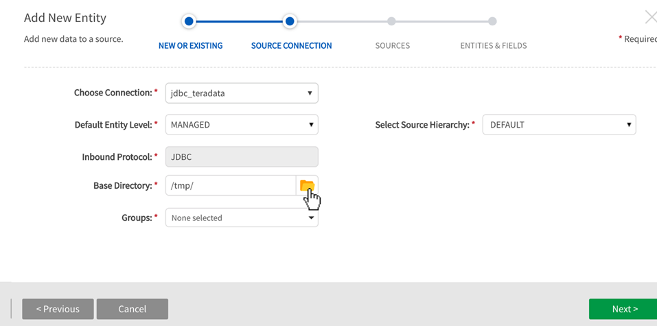 Specify source connection when adding to new source