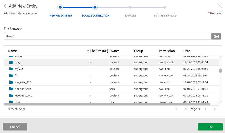 Directory browser folders display