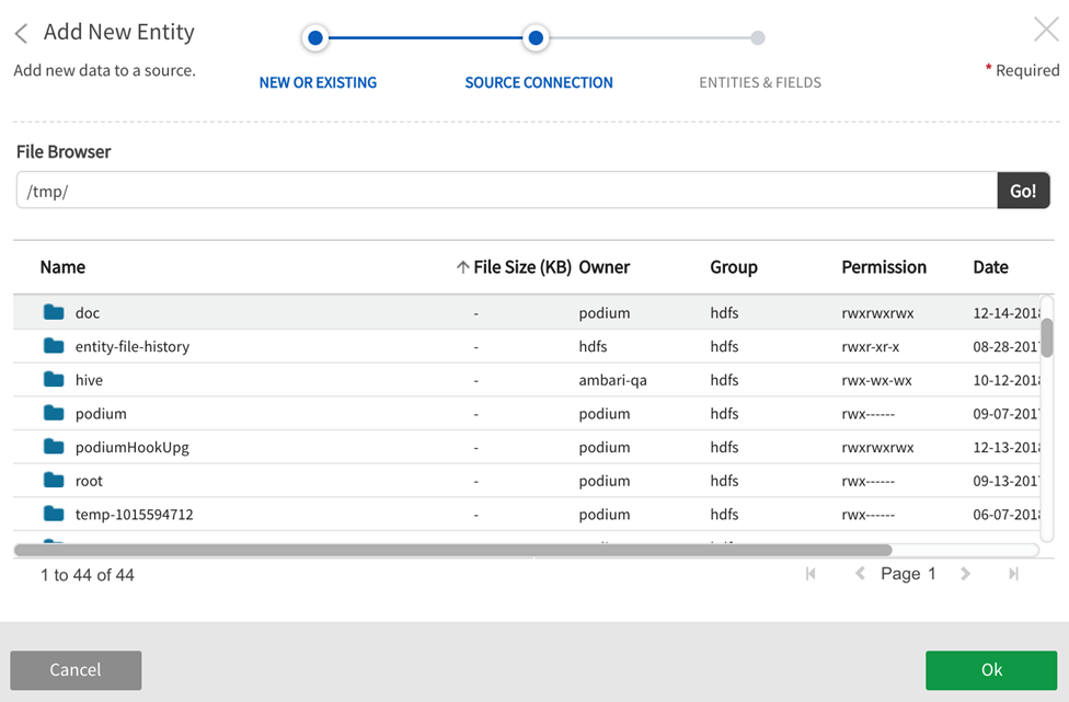 Browse base directory subfolders