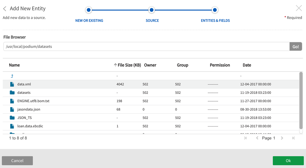 Browse directories for data file