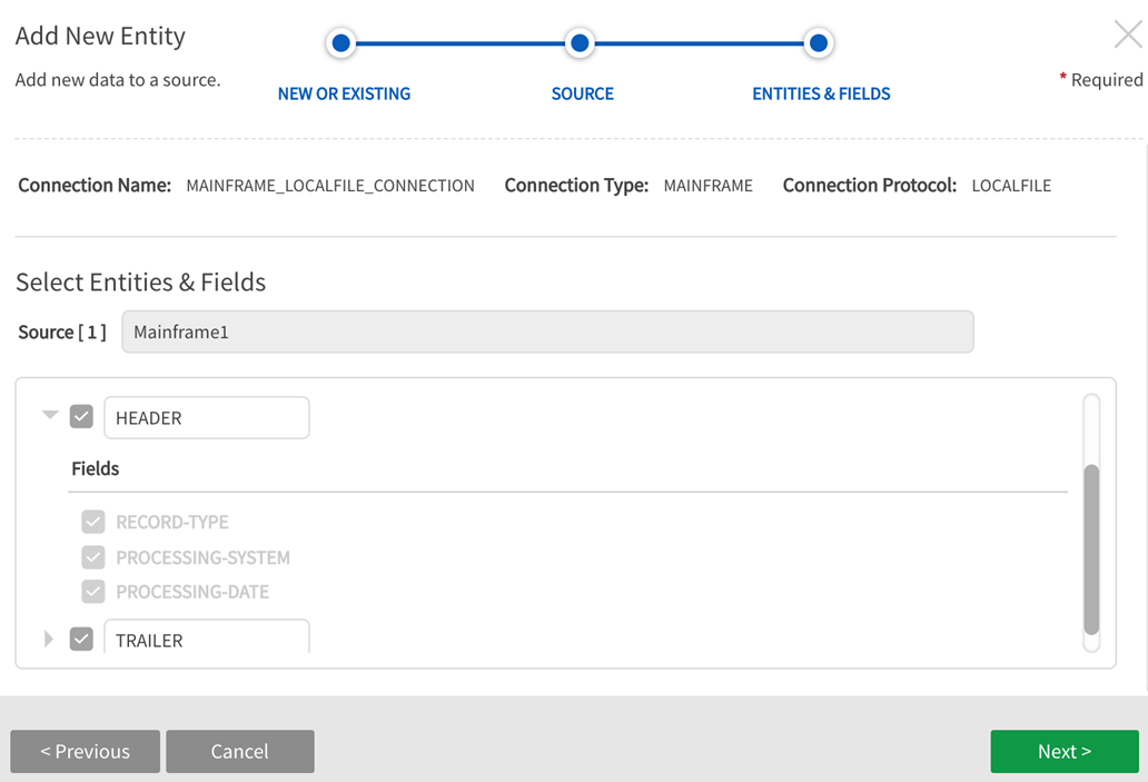 Select entities to add to the source