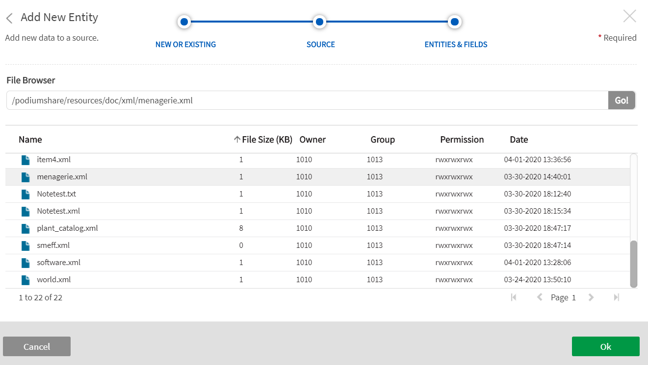 Browse directories for data file