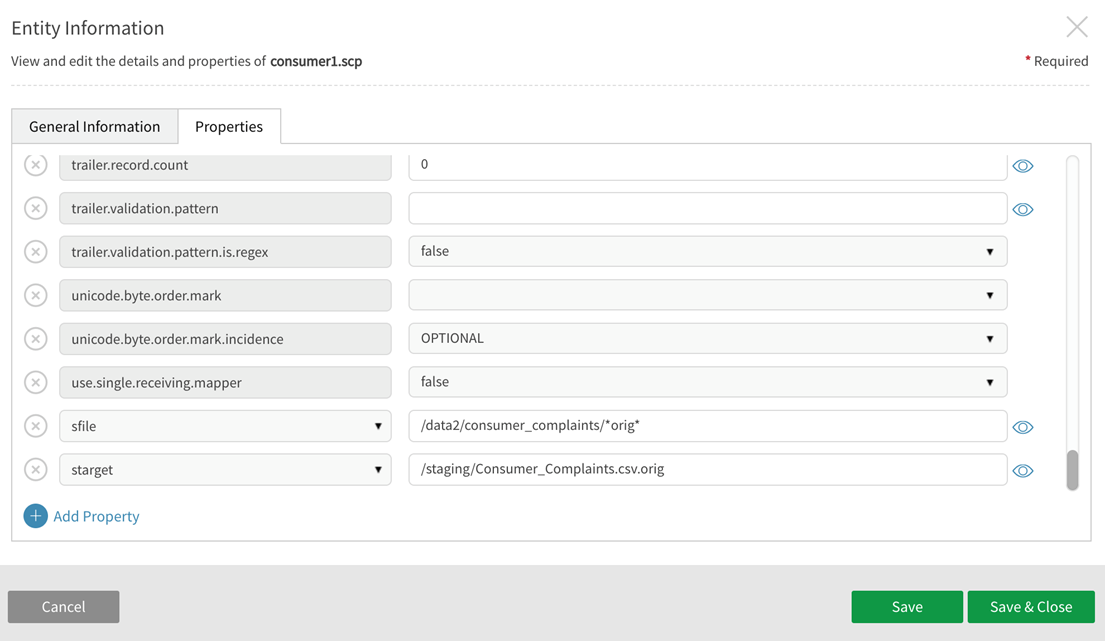 Input and target paths display in property panel