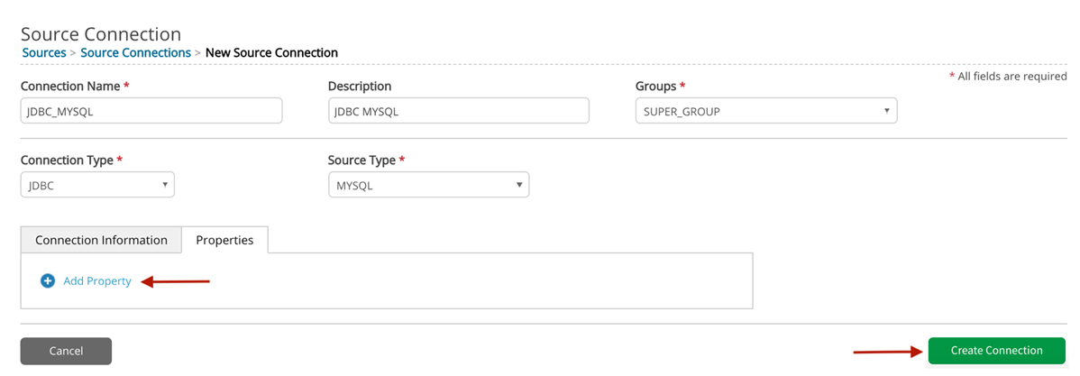 Properties tab provides option to add properties