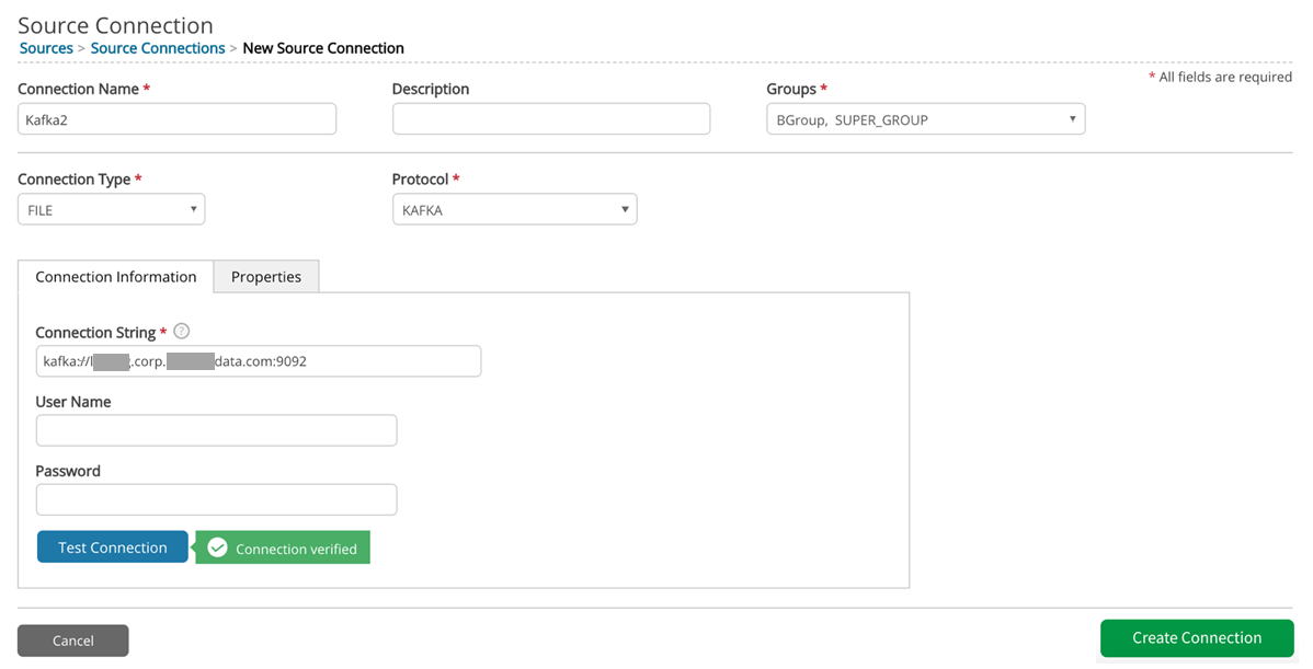 File connection through kafka protocol