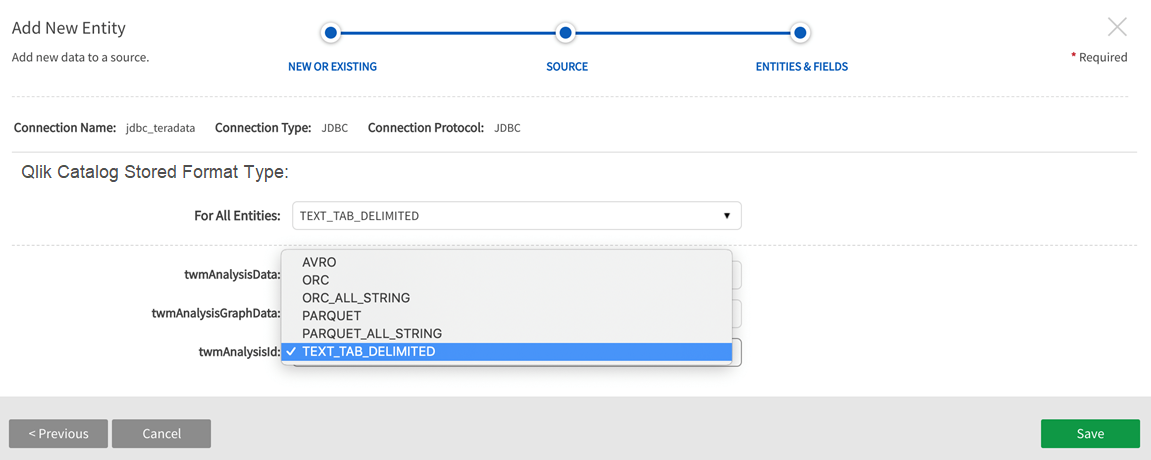 Specify stored file format