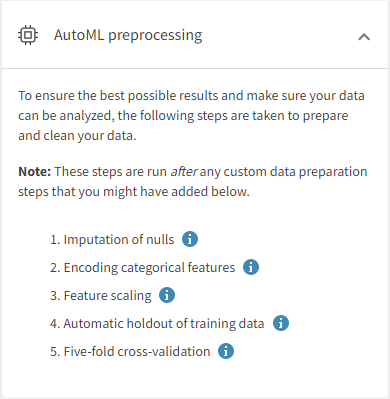 The AutoML preprocessing section.