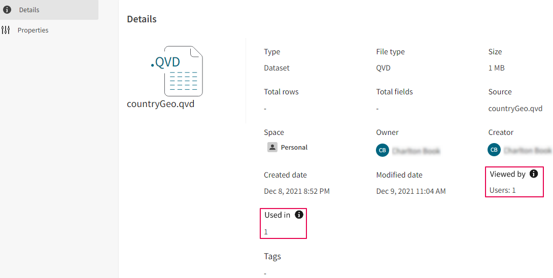 One of the places where metrics icons are located (in the dataset Details view).