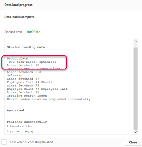 Data load progress window.