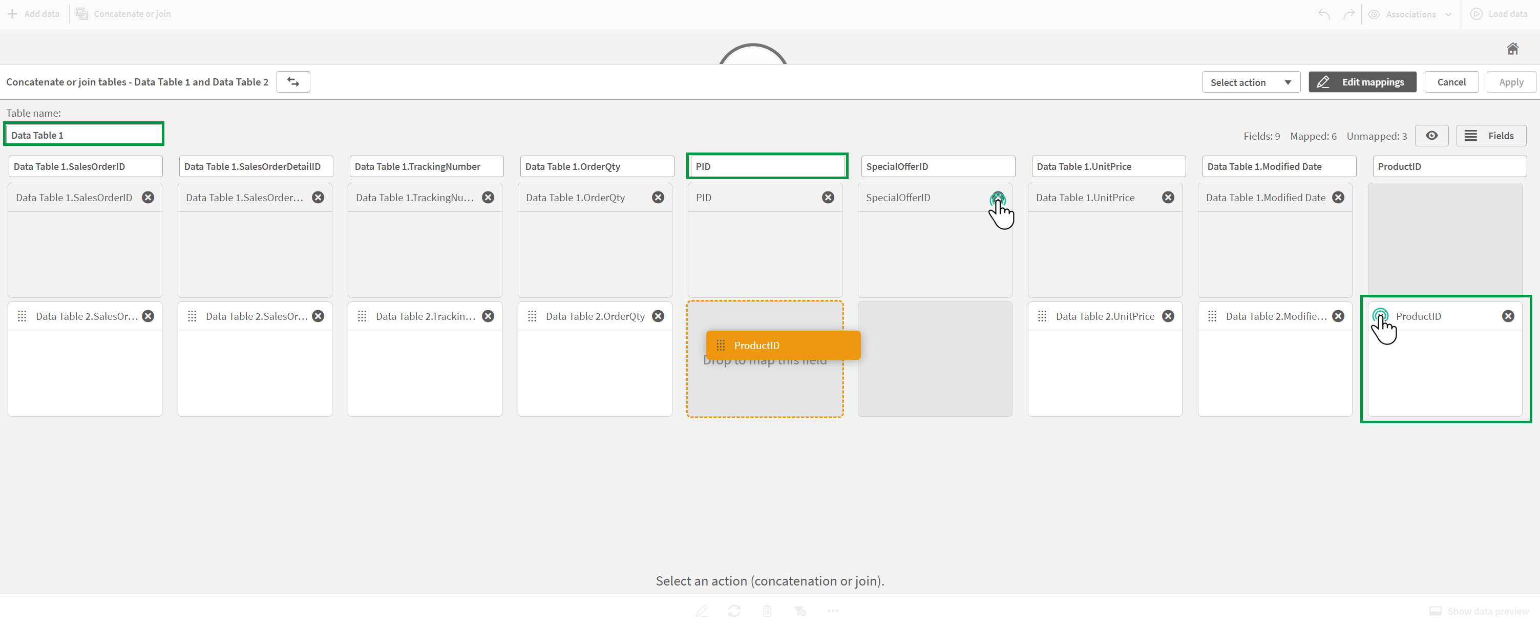 Edit mappings view with several options.