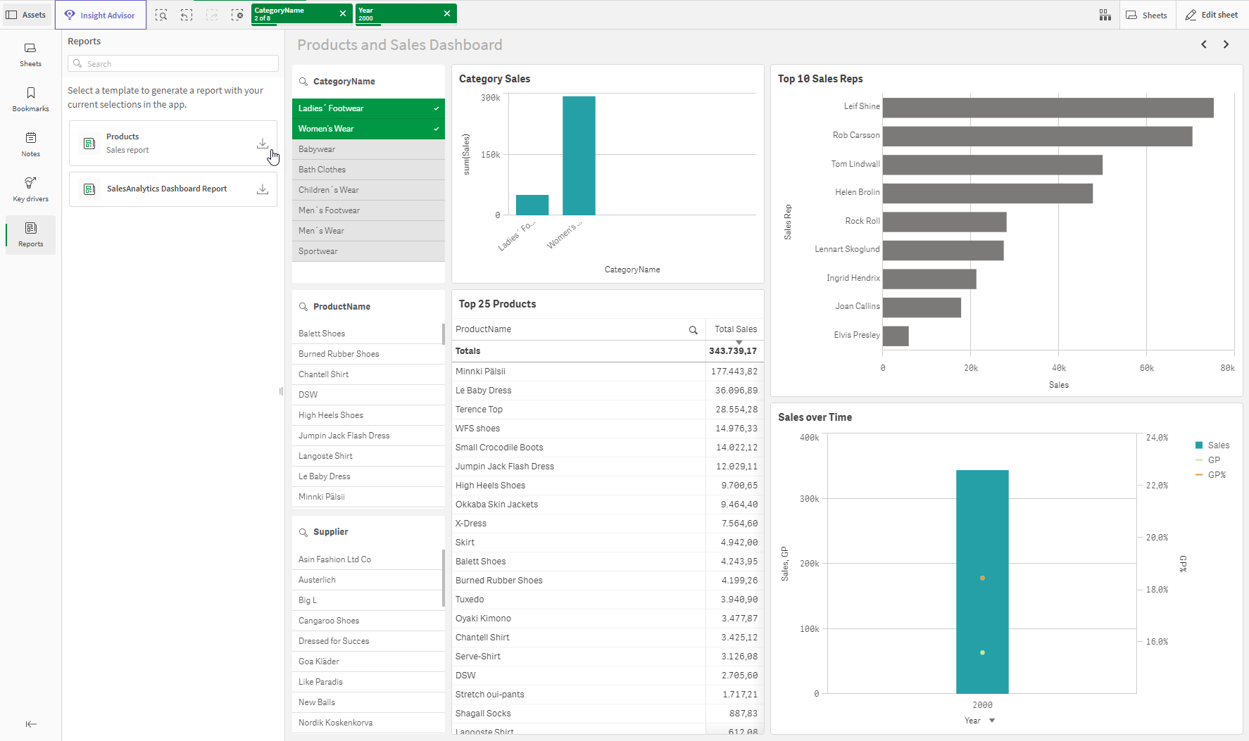 Clicking 'Reports' in the assets panel to open the on-demand report generation window