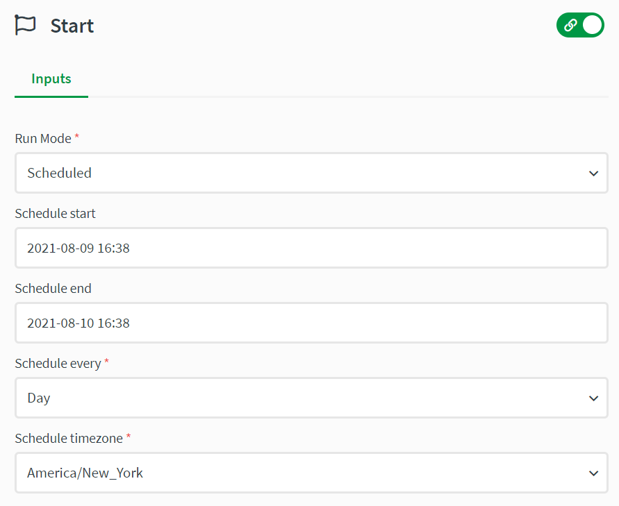 Start block with schedule