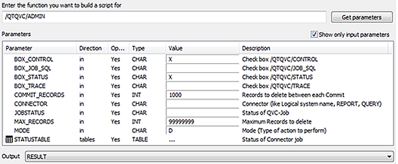 BAPI Connecter admin script dialog