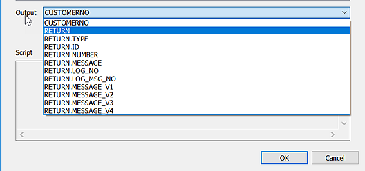 Output table selection example