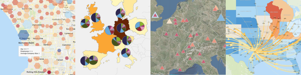 Example Qlik GeoAnalytics for Qlik Sense maps