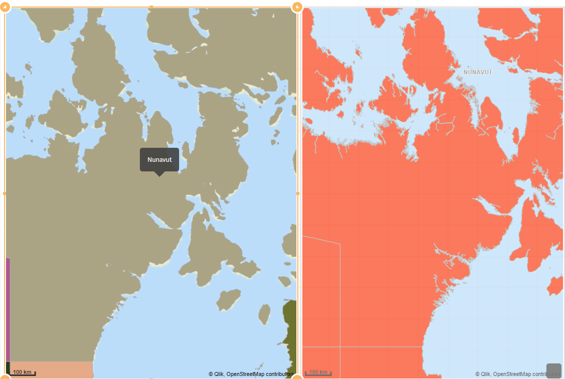 Example comparing a simplified area map and an original shape data map, which has far more complex border lines and details