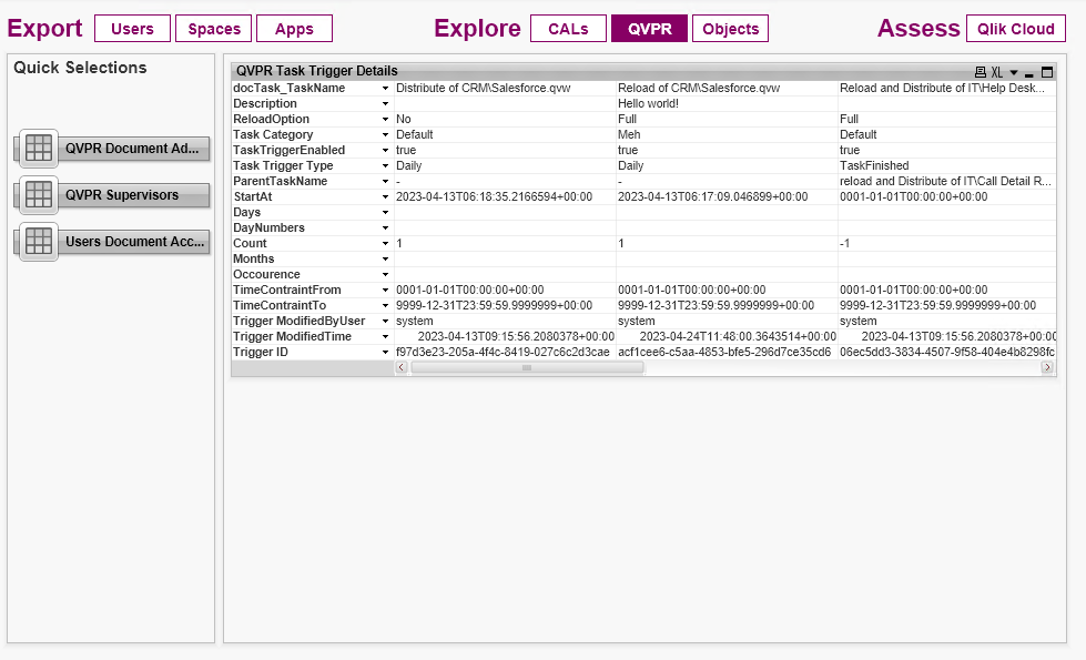 Explore Reload Tasks on the Migration tools tab of QlikView to SaaS Migration App