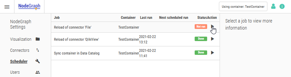 Executing the reload of connector 'File' in the Scheduler.