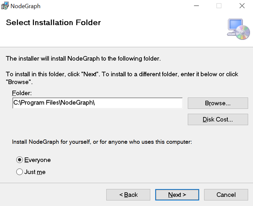 Selecting the installation folder.