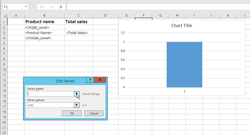 Excel template showing how to add chart axis.