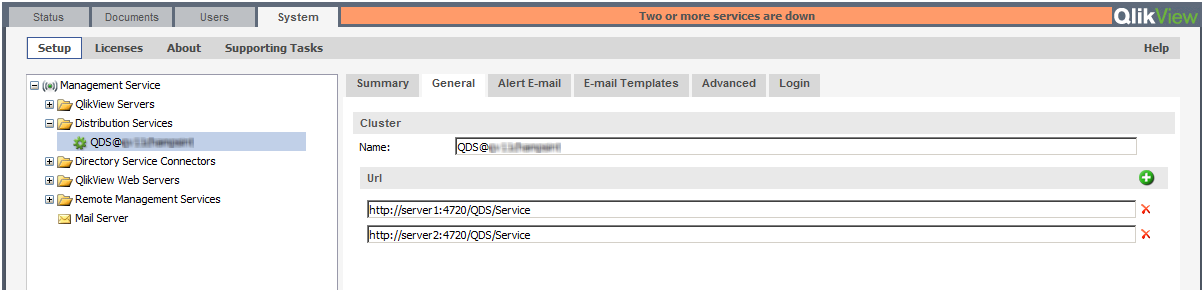 The QMC, under System > Setup > Distribution Services > General.