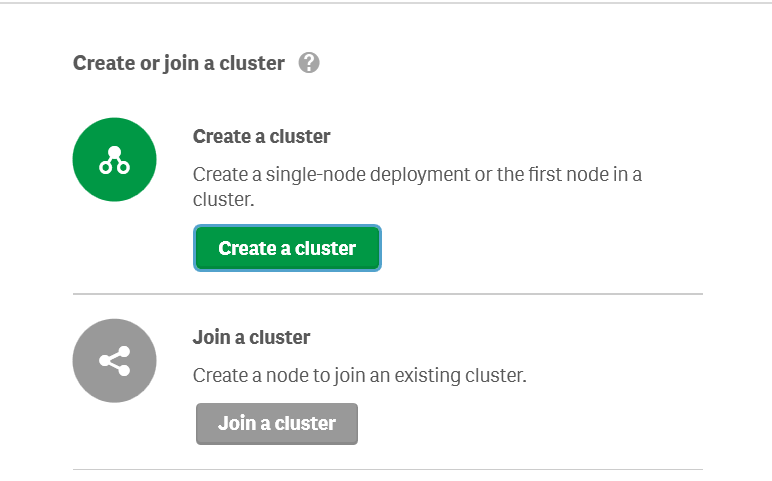 Qlik Sense installer create new cluster screen