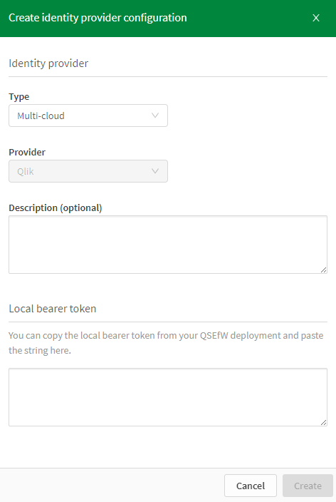 The IdP configuration pane with input fields.