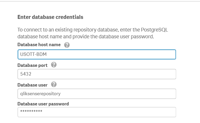 Installer window to connect to exisiting database