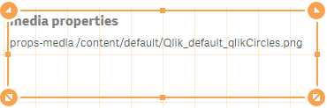 Custom media selection object in sheet, displaying properties of the selected media