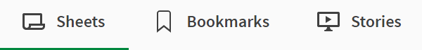 The buttons to switch between sheets, bookmarks, and stories.