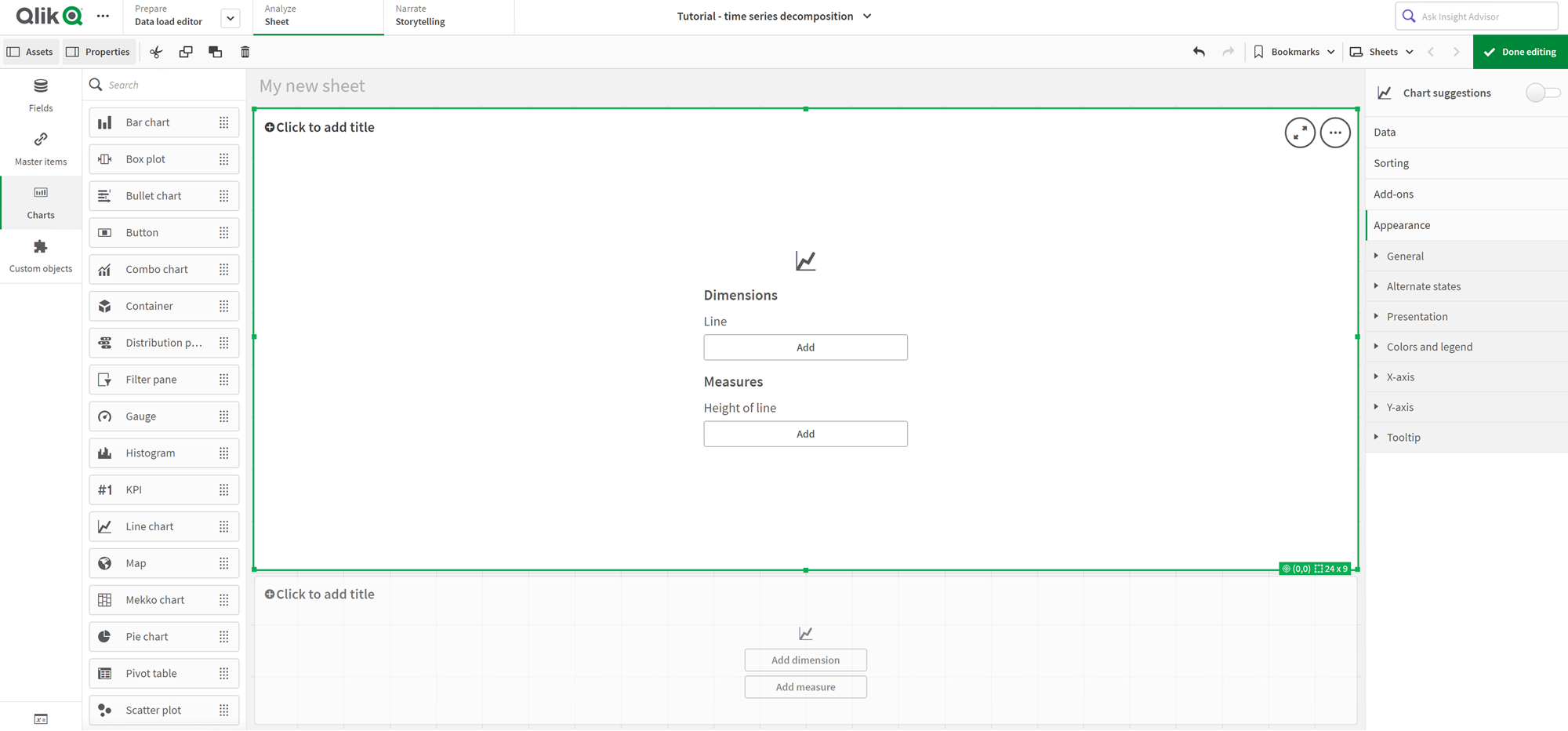 Blank sheet in new app showing layout and grid size..