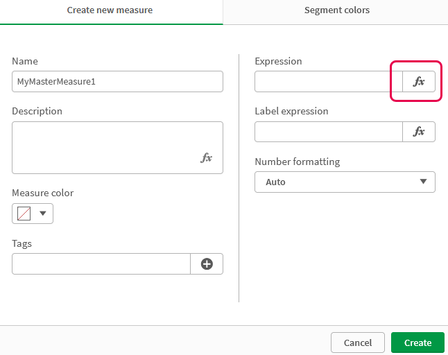 Create new measure window.