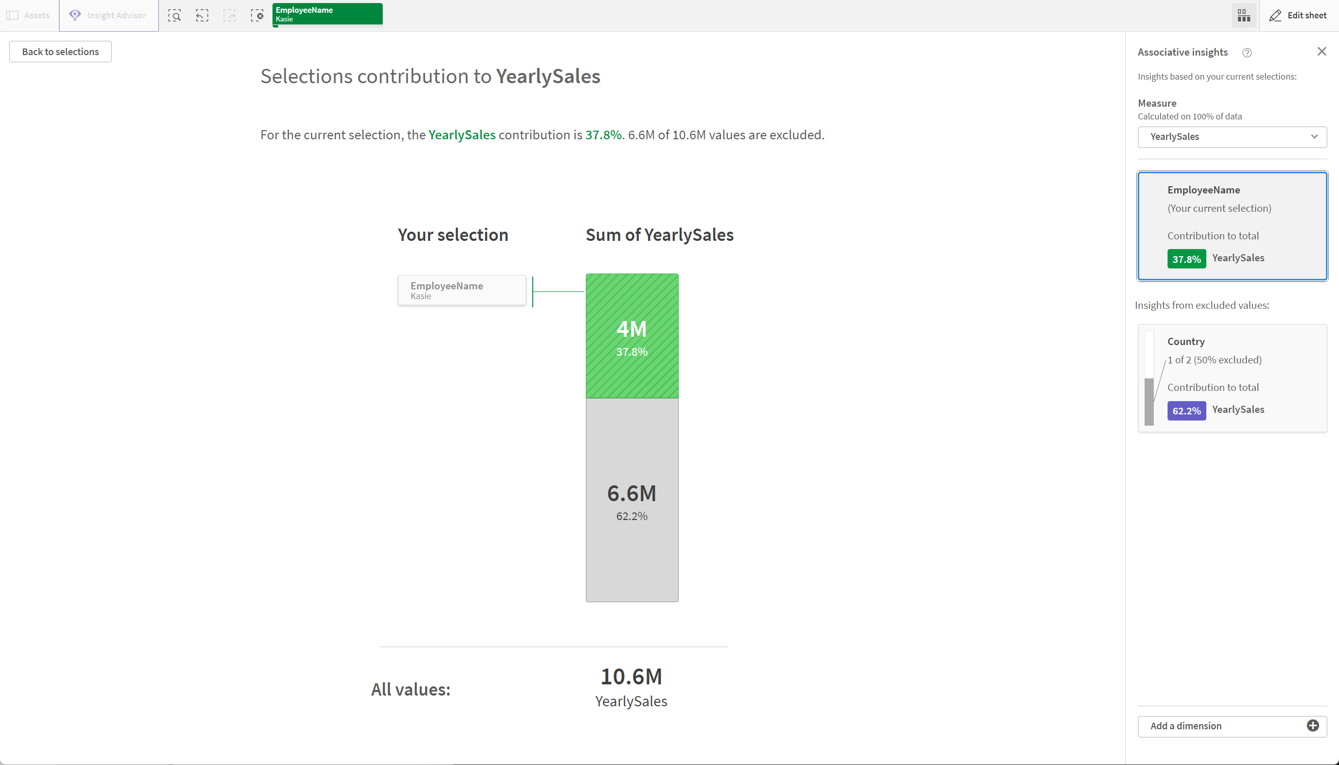 Detailed view showing Kasie as selected value.