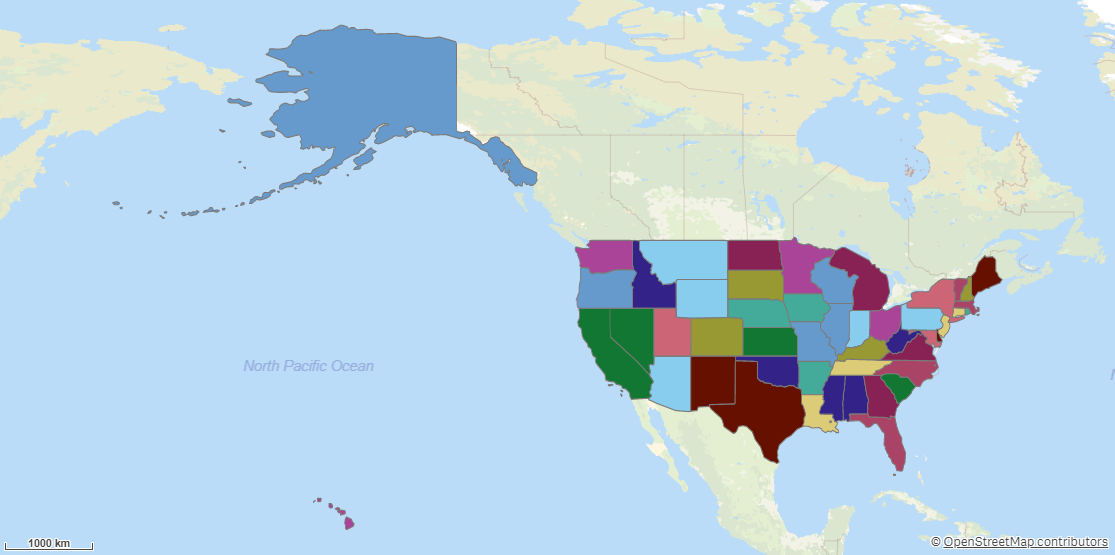 Un mapa de estados, en este caso simplificado para cargarse más rápidamente y presentar mejor aspecto.