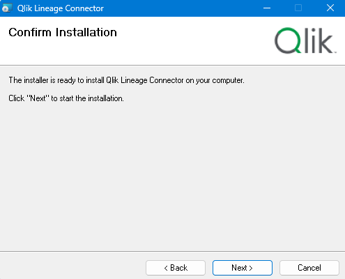 Confirme la instalación de Qlik Lineage Connector