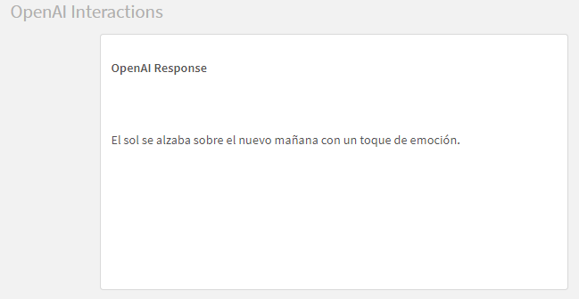 Objeto de hoja de Qlik Sense con la respuesta de OpenAI.